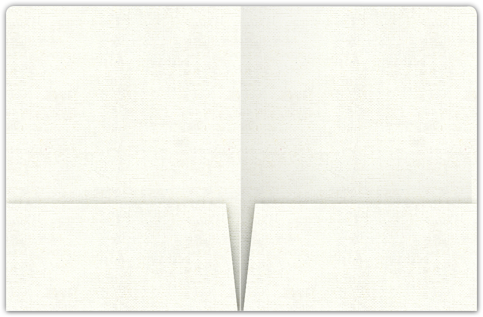 White Hopsack 90lb 9 x 12 Two Pocket Round Corner Folders with 4 1/4 Inch Pocket