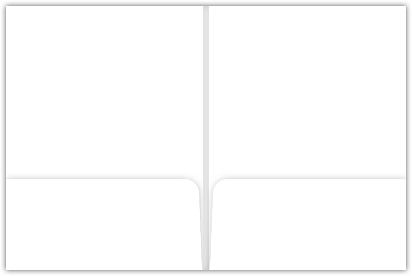 White Silk Smooth 100lb 9 x 12 Two Pocket Folders with 4 Inch Round Corner Pockets and 1/4 Inch Expansion with Double Score Spine