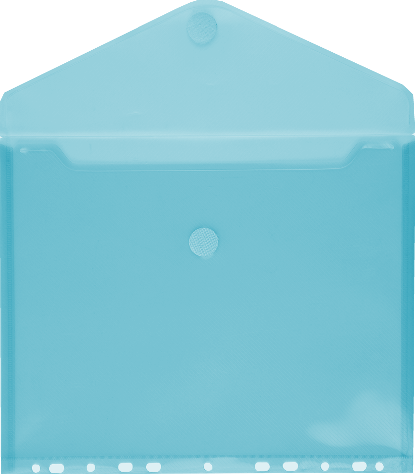 Blue Letter Booklet 3 Hole Punch with Plastic Envelopes (9 1/2 x 11 1/2) with Hook and Loop Closure