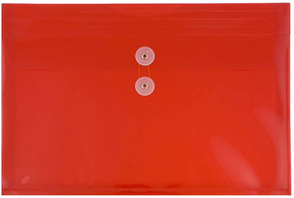 Red Legal Booklet Plastic Envelopes (9 3/4 x 14 1/2) with Button & String