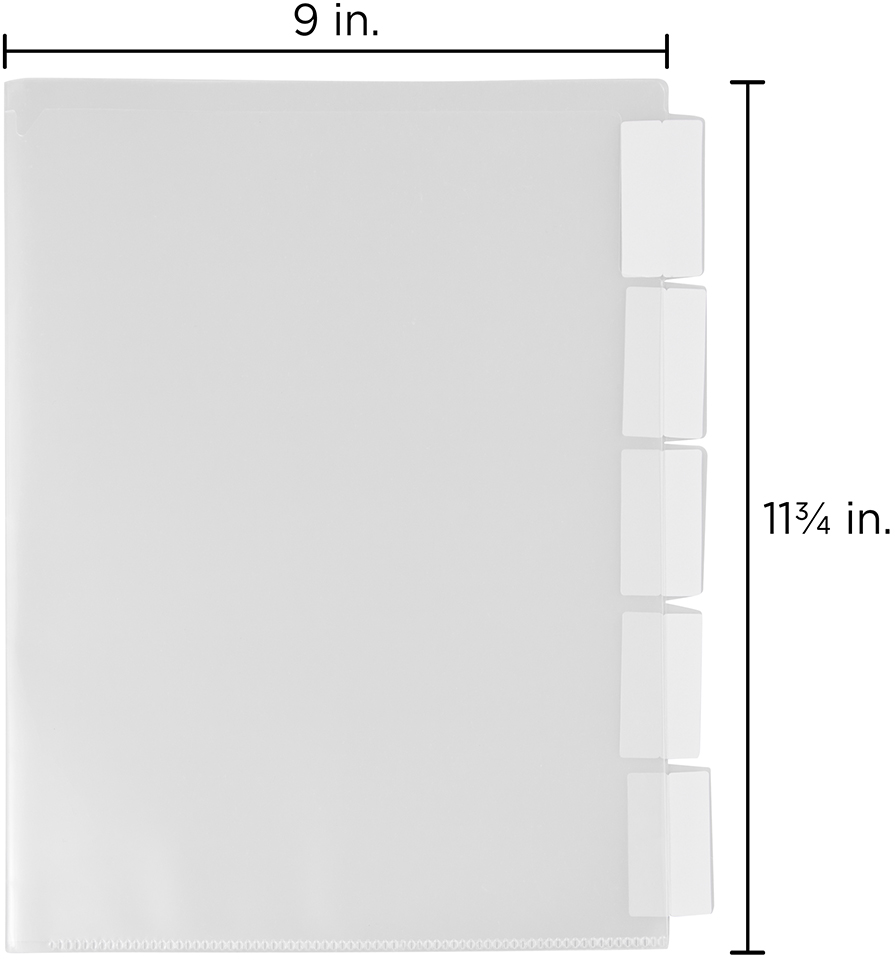 Clear 5 Tab 9 x 11 3/4 Plastic Sleeves