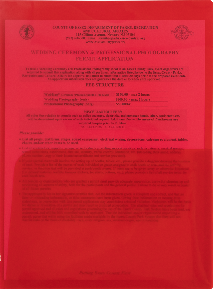 Translucent Red 9 x 12 Plastic Regular Weight Folders