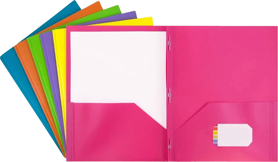 Assorted Fashion 9 x 12 Plastic Pop with Clasp Folders - 6 Pack