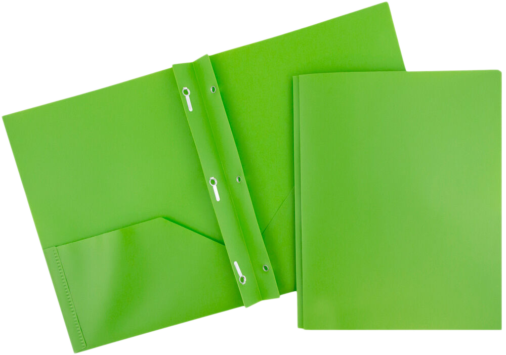 Lime Green 9 x 12 Plastic Pop Folders with Clasp