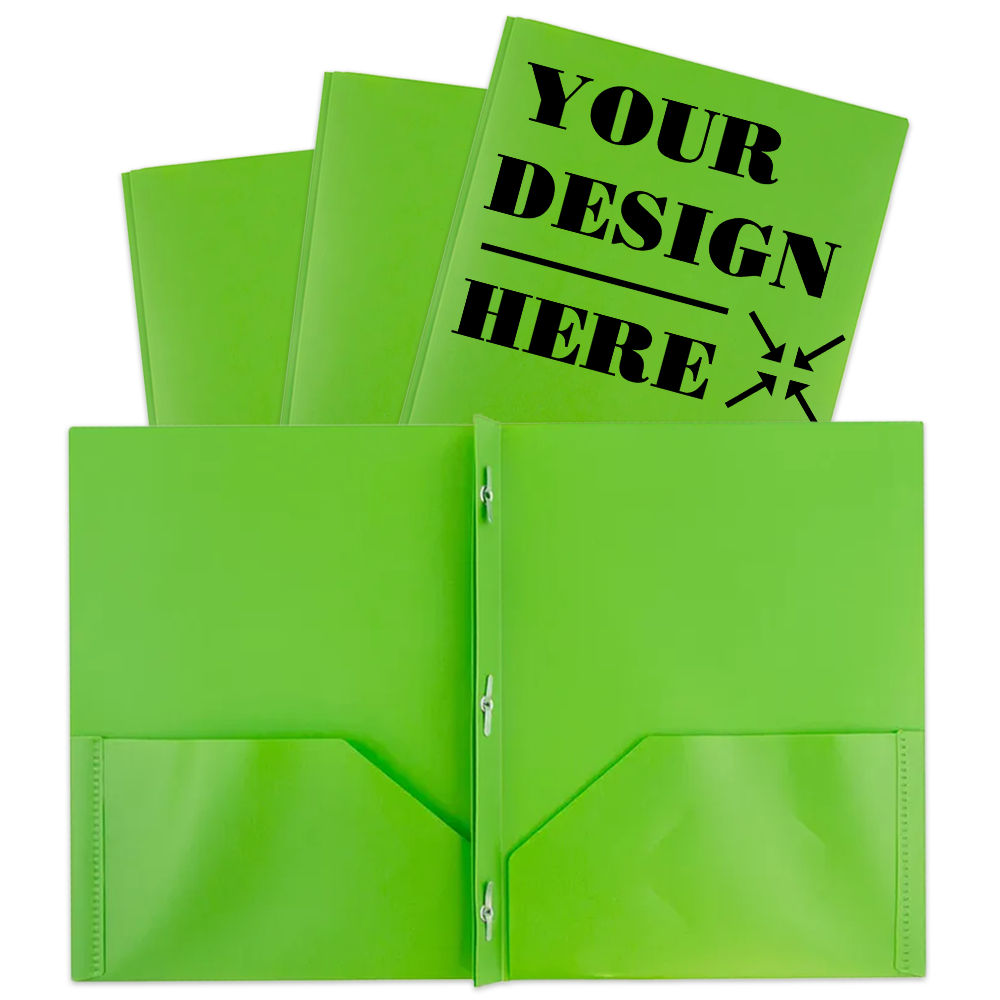 Lime Green 9 x 12 Plastic Pop Folders with Clasp