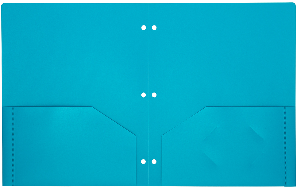Assorted Fashion 9 1/2 x 11 1/2 Plastic Pop 3 Hole Punch Folders - 6 Pack