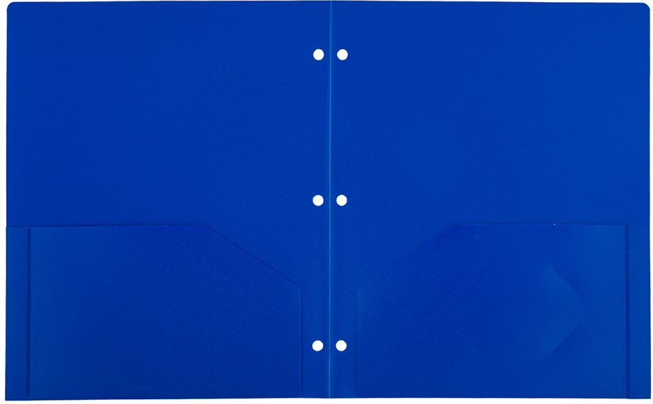 Assorted Primary 9 1/2 x 11 1/2 Plastic Pop 3 Hole Punch Folders - 6 Pack