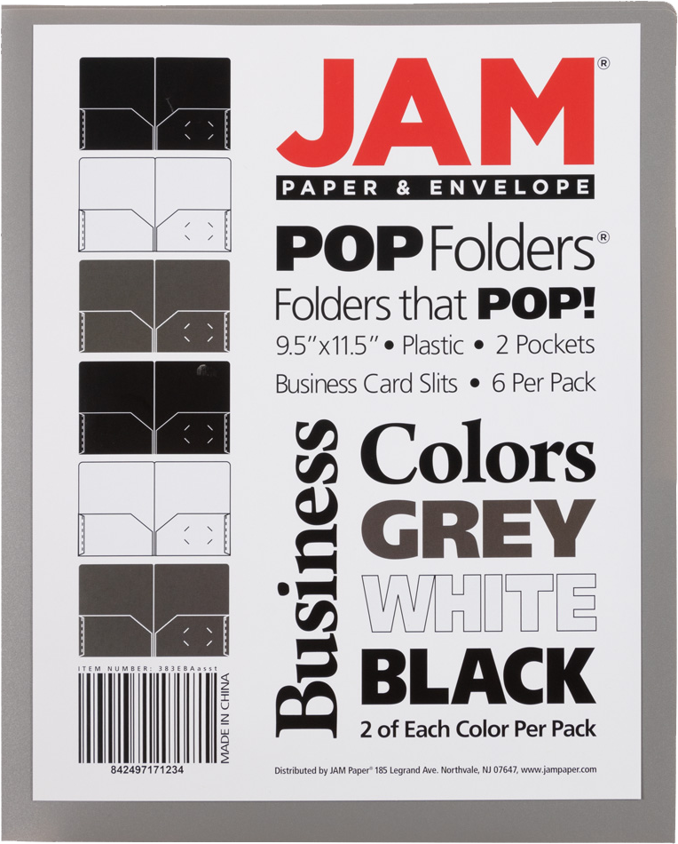 Assorted Business 9 1/2 x 11 5/8 Plastic Pop Folders - 6 Pack