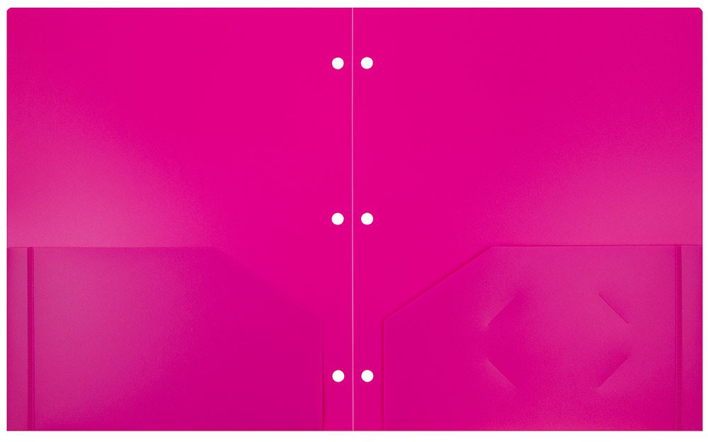 Assorted Fashion 9 x 12 Plastic Heavy Duty 3 Hole Punch Folders - 6 Pack