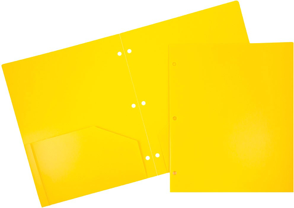 Assorted Fashion 9 x 12 Plastic Heavy Duty 3 Hole Punch Folders - 6 Pack