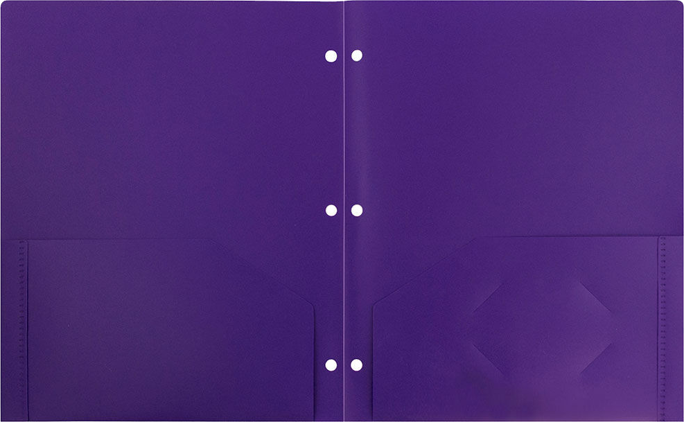 Purple 9 x 12 Plastic 3 Hole Punched Heavy Duty Folders