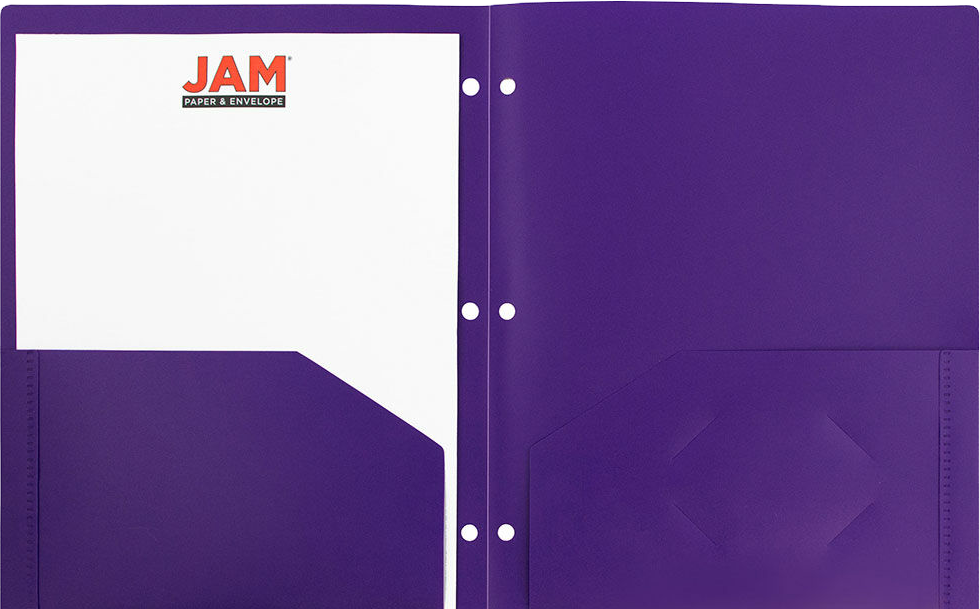 Purple 9 x 12 Plastic 3 Hole Punched Heavy Duty Folders