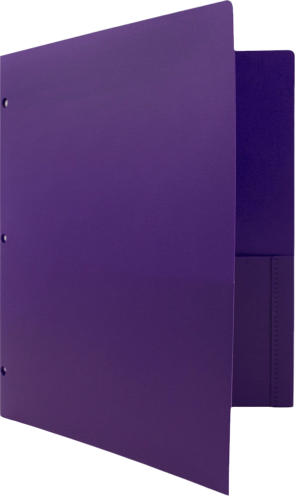 Purple 9 x 12 Plastic 3 Hole Punched Heavy Duty Folders