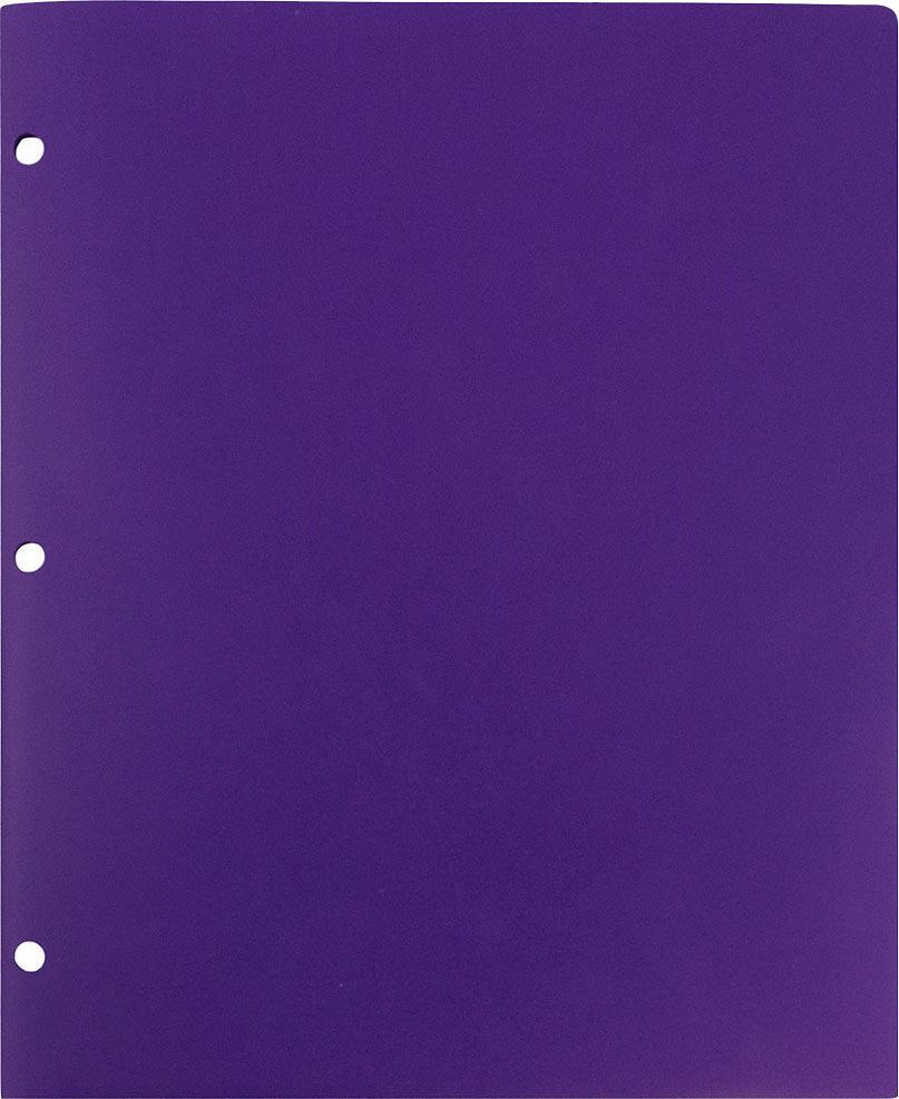 Purple 9 x 12 Plastic 3 Hole Punched Heavy Duty Folders