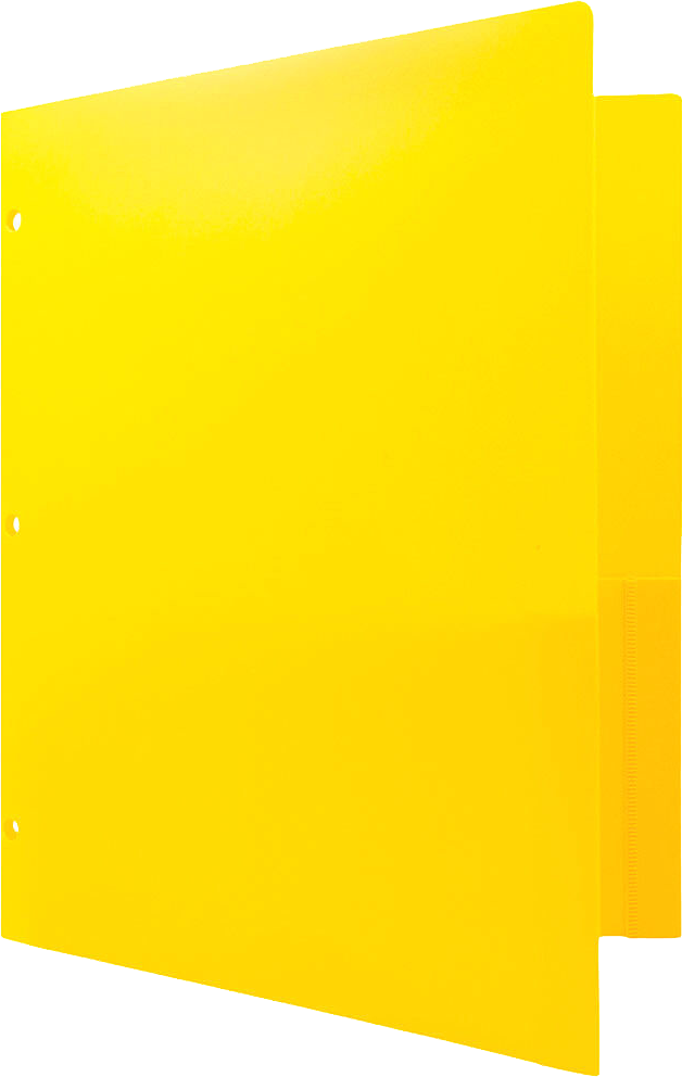 Yellow 9 x 12 Plastic 3 Hole Punched Heavy Duty Folders