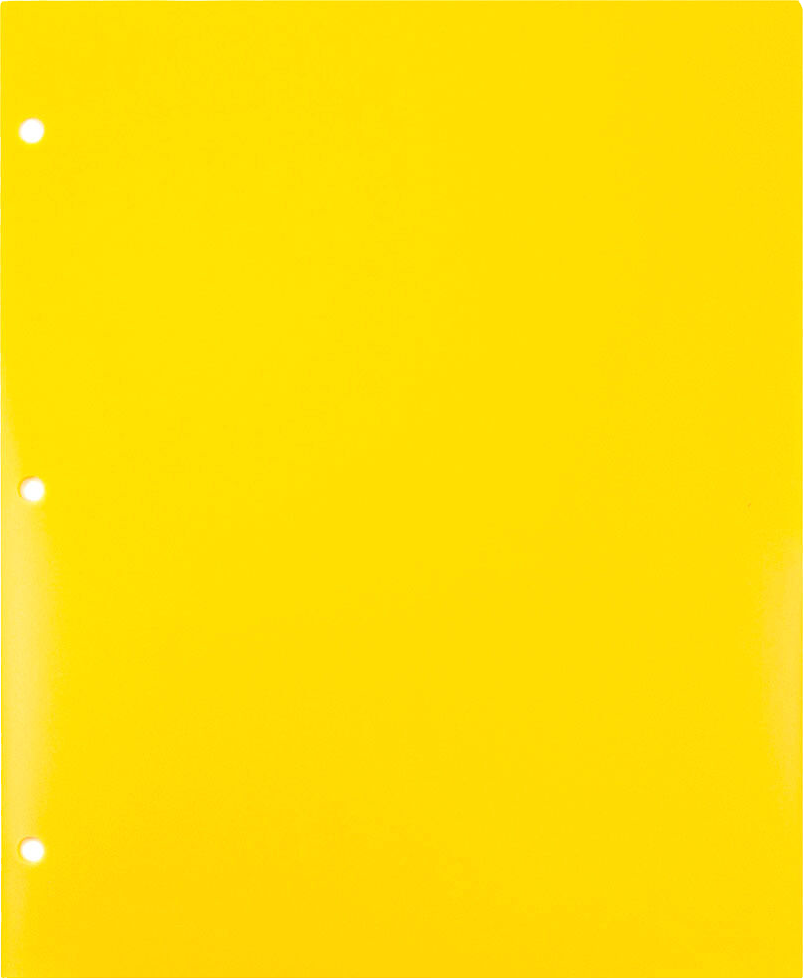 Yellow 9 x 12 Plastic 3 Hole Punched Heavy Duty Folders
