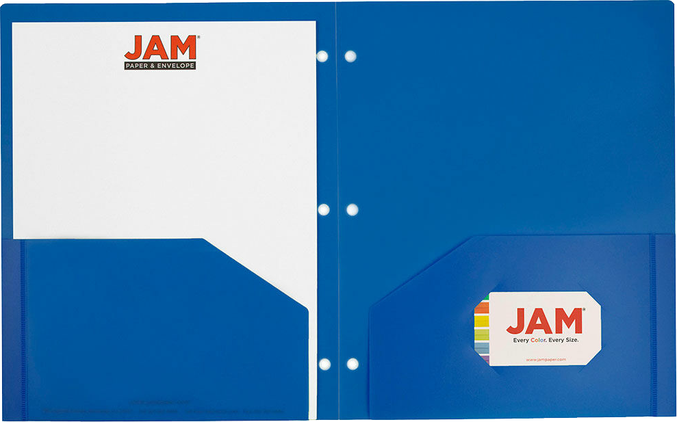 Blue 9 x 12 Plastic 3 Hole Punched Heavy Duty Folders