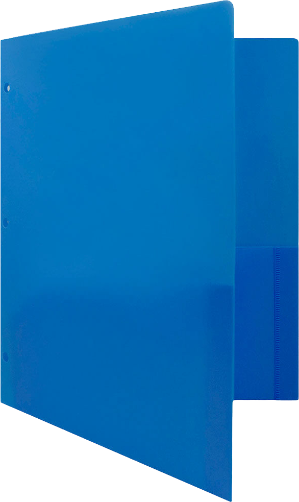 Blue 9 x 12 Plastic 3 Hole Punched Heavy Duty Folders