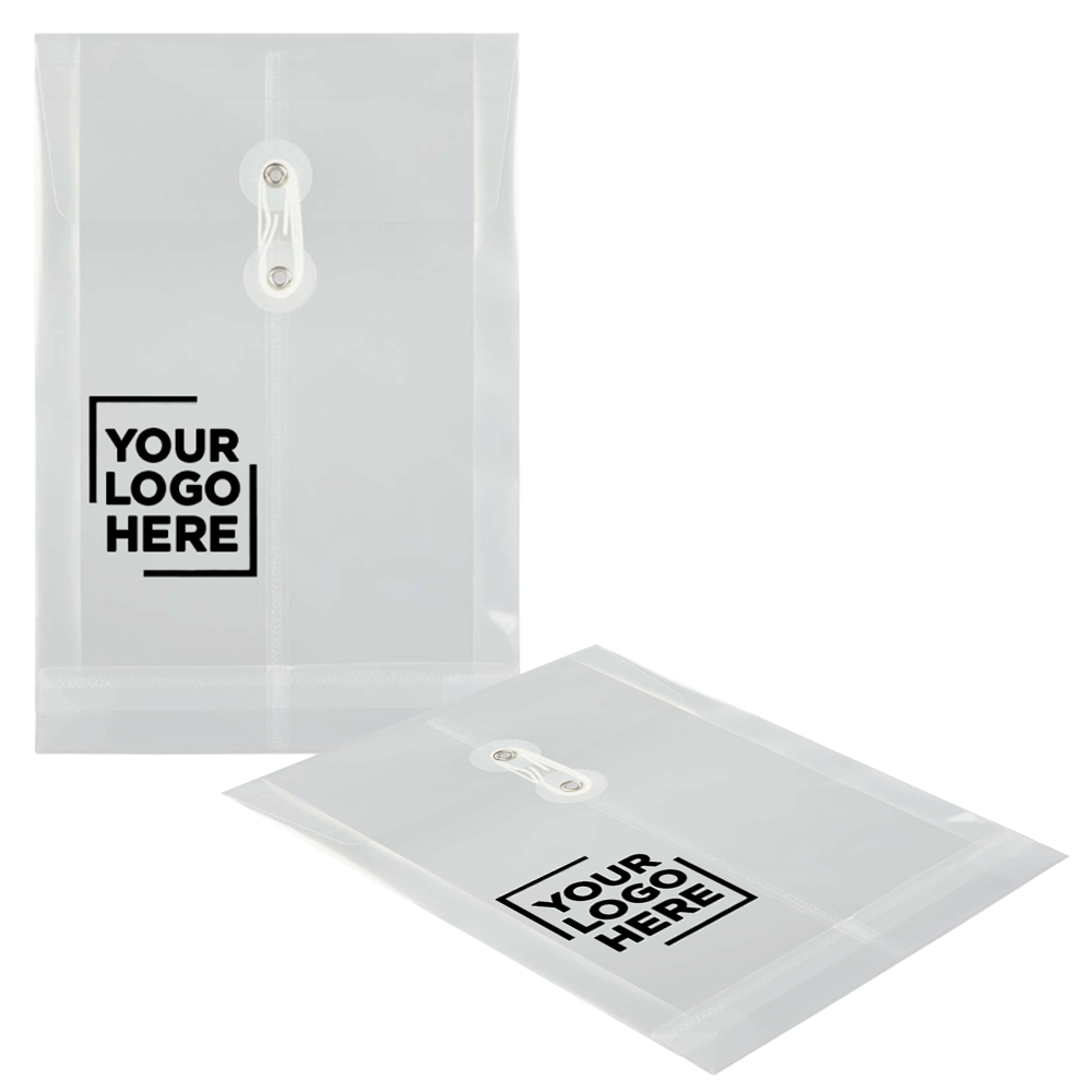 Clear 6 1/4 x 9 1/4 Open End Plastic Envelopes with Button & String