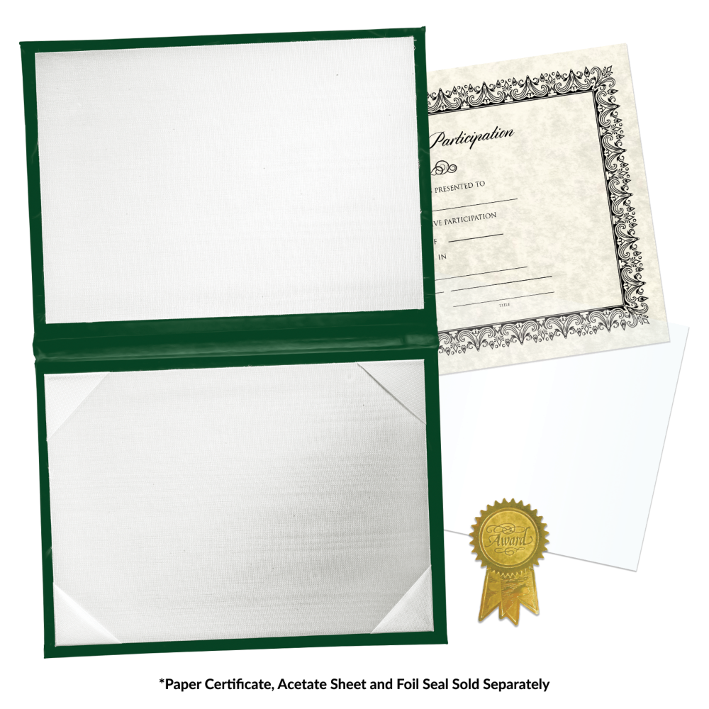 11 1/2 x 14 1/2 Landscape Padded Diploma Covers (Holds 11 x 14 Document) - Green