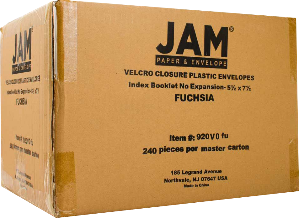 Fuchsia Pink 5 1/2 x 7 1/2 Index Booklet Plastic Envelopes with Hook and Loop Closure