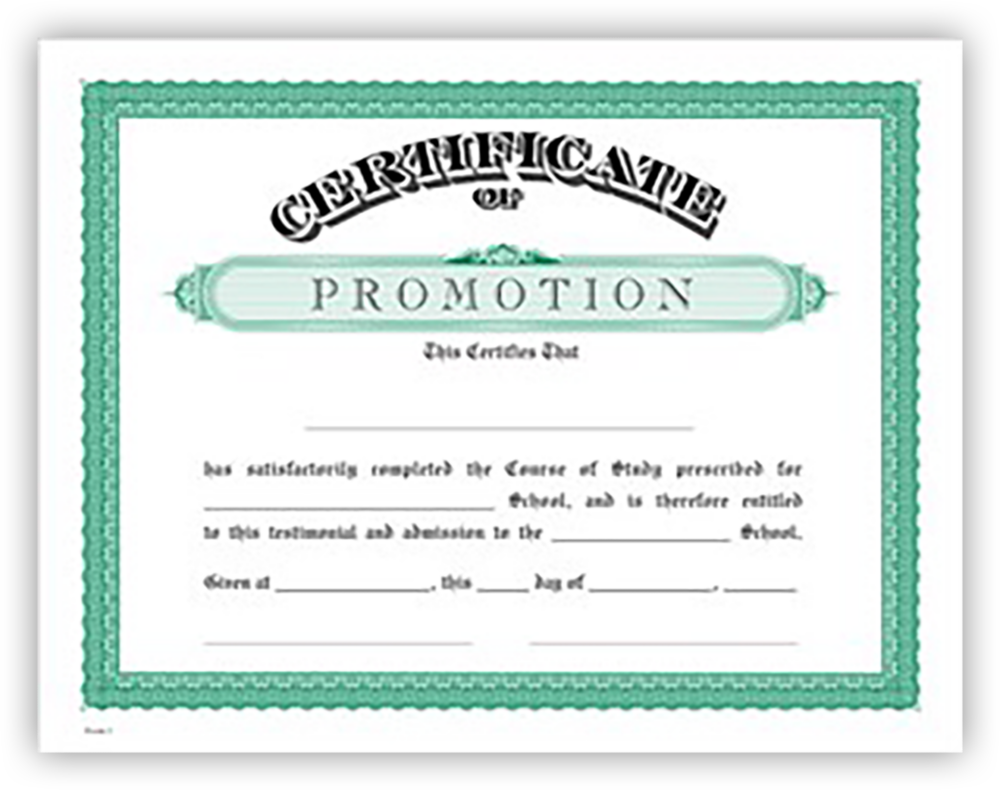 Green 100lb Promotion 8 1/2 x 11 Certificates