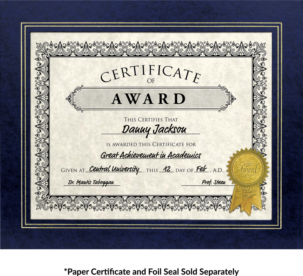 Navy Blue 10 3/4 x 13 Certificate Document Frame with Easel