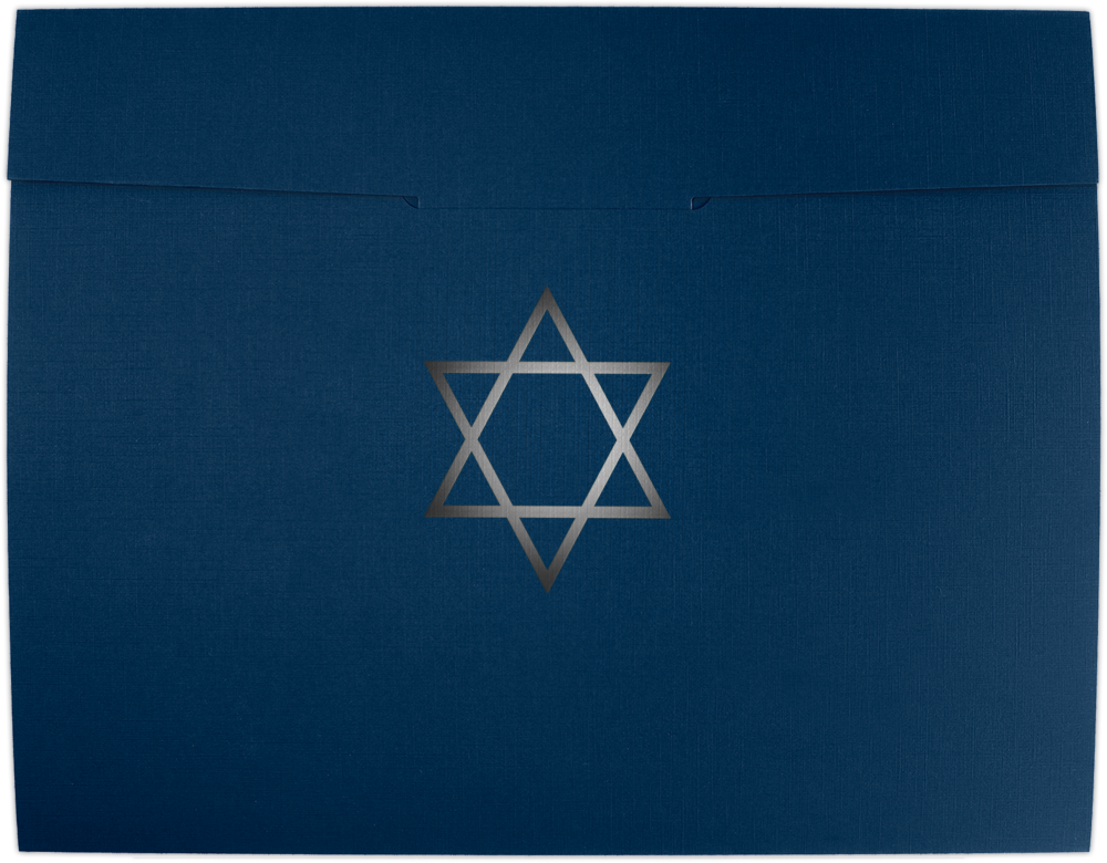 Nautical Blue Linen 100lb 9 1/2 x 12 Certificate Holders with Silver Star of David