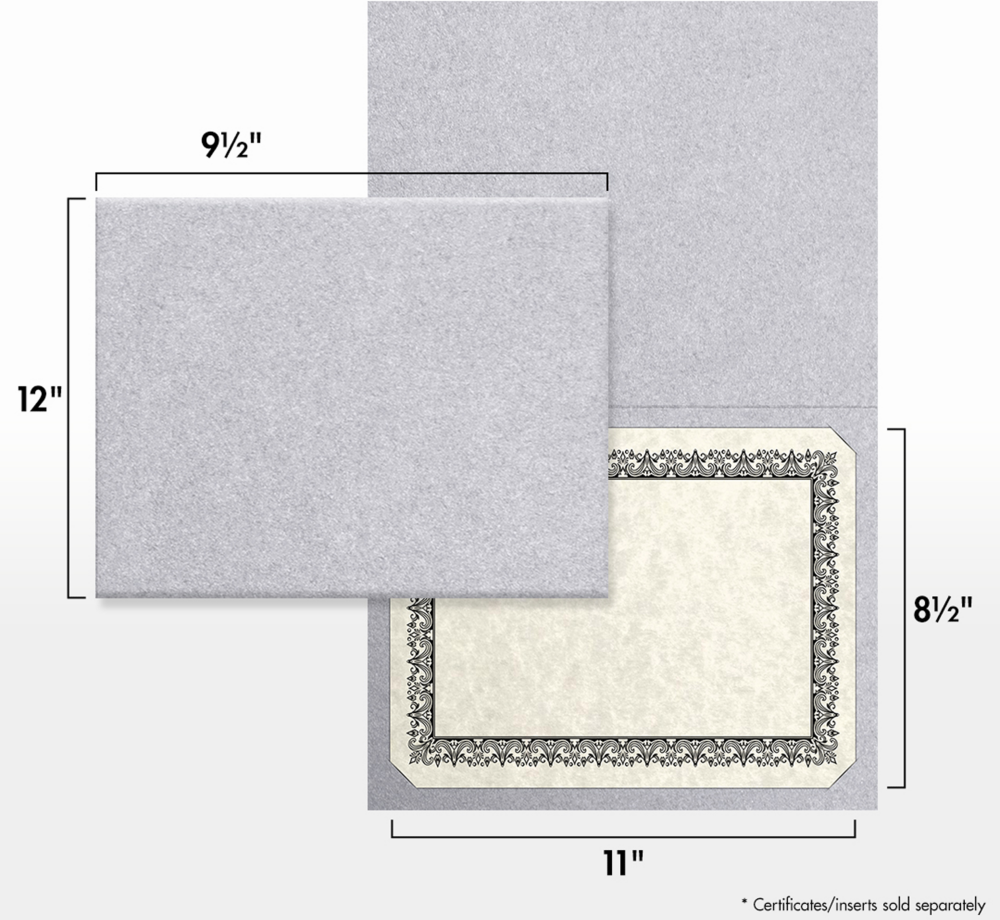 Silver Metallic 9 1/2 x 12 Landscape Certificate Holders with Square Corner Slits