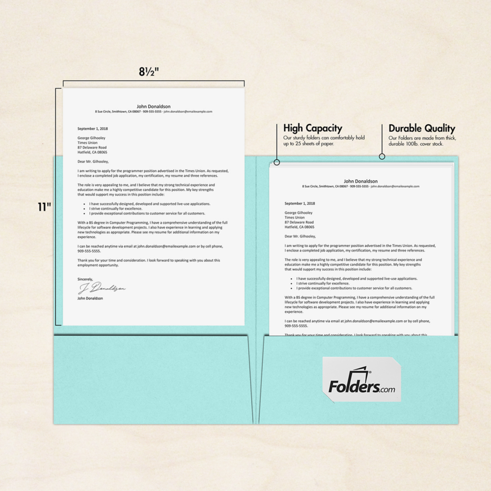 Seafoam Aqua Blue 9 x 12 Matte Folders