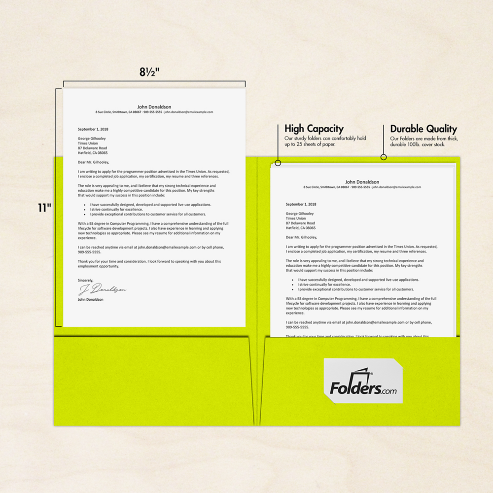 Wasabi Lime Green 9 x 12 Matte Folders