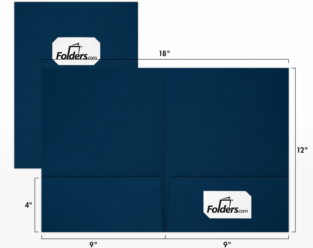 Nautical Navy Blue Linen 9 x 12 Folders with Front Cover Center Card Slits