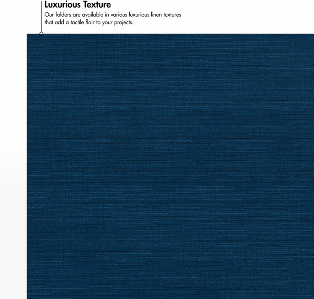 Nautical Navy Blue Linen 9 x 12 Folders with Front Cover Center Card Slits