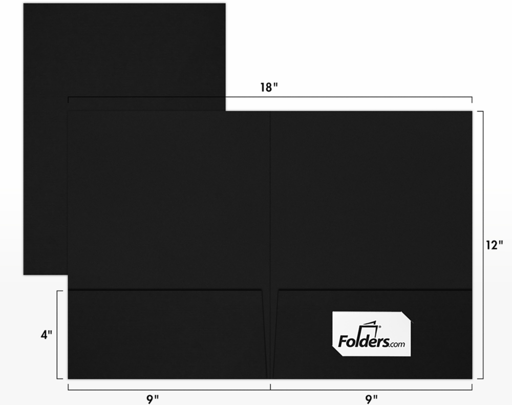 Black Linen 9 x 12 Folders with Front Cover Lower Right Card Slits