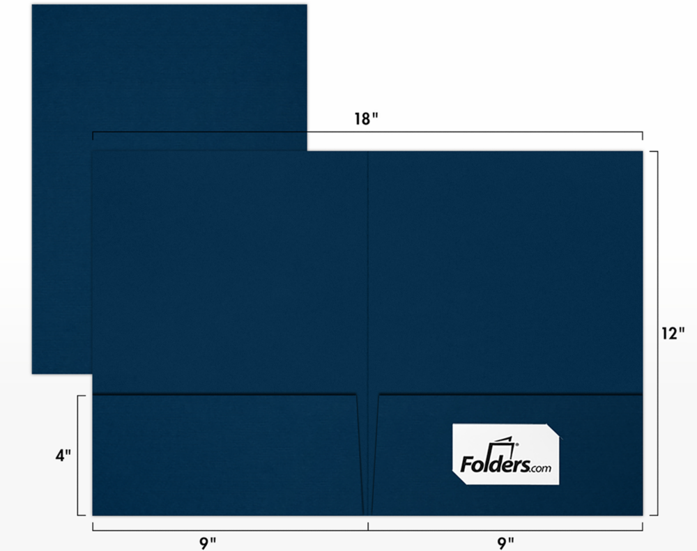 Nautical Navy Blue Linen 9 x 12 Folders with Front Cover Lower Right Card Slits