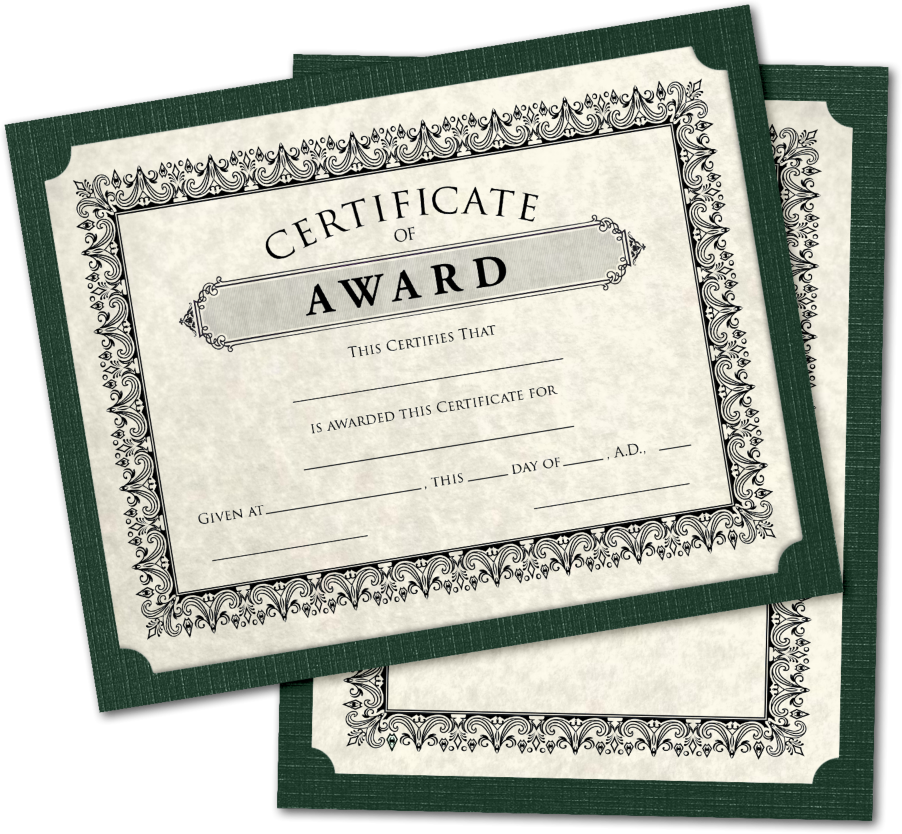 Green Linen 100lb 9 1/2 x 12 Single Certificate Holders