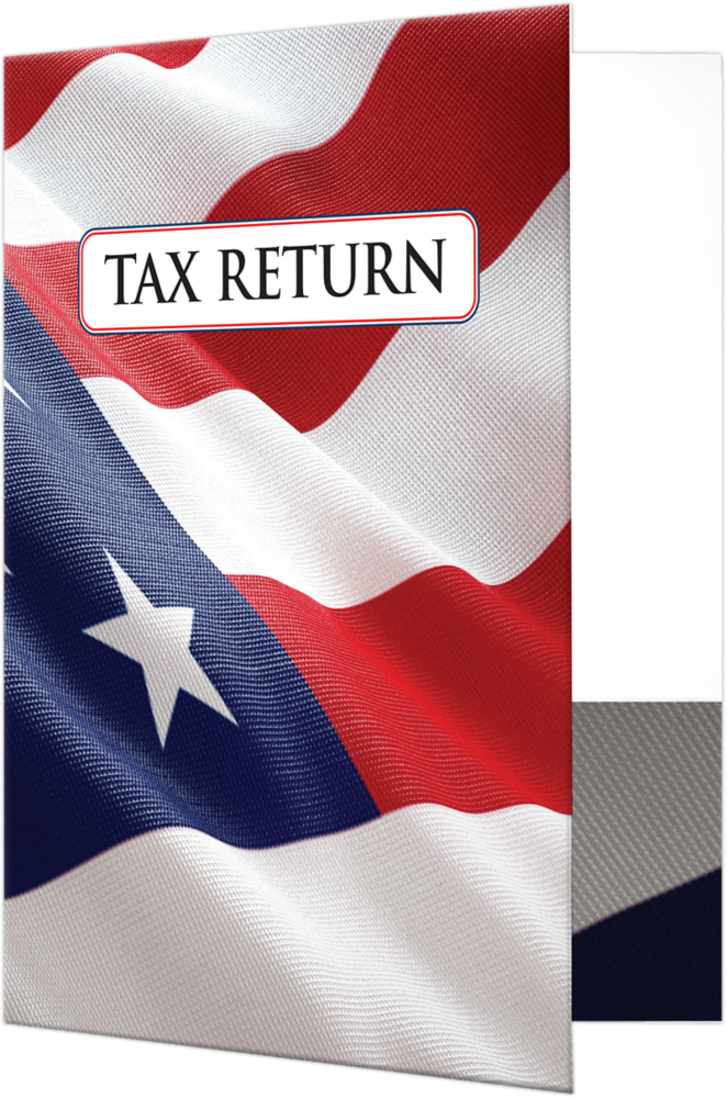 Flag with Tax Return Patriotic 9 x 12 Presentation Folders