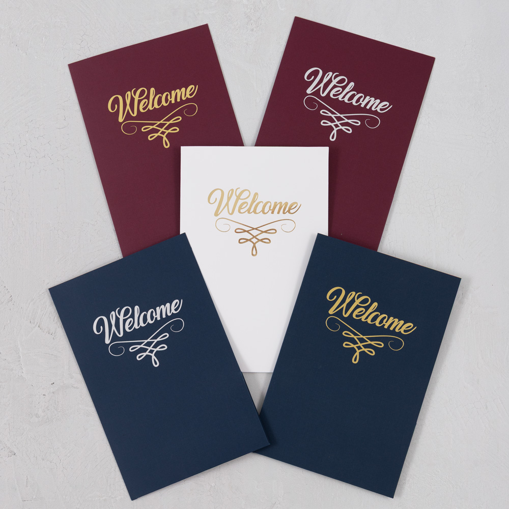 Glossy White with Gold Foil 6 x 9 Welcome Folders