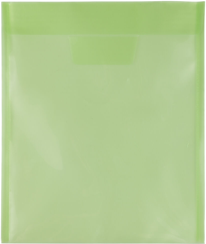 Lime Green 9 7/8 x 11 5/8 Open End Plastic Envelopes with Tuck Flap