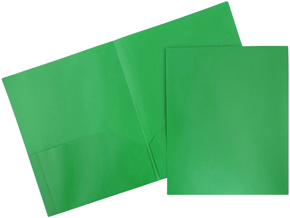 Green 9 x 12 Plastic Pop Folders