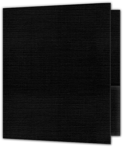 Black Linen 100lb 9 x 12 Two Pocket Folders with 4 Inch Round Corner Pockets