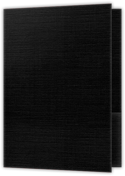 Black Linen 100lb 9 x 12 Two Pocket Folders with 4 Inch Round Corner Pockets and 1/4 Inch Expansion with Double Score Spine