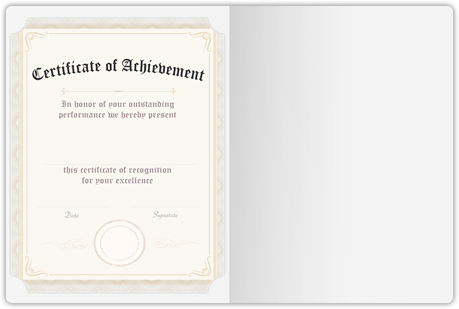 Black Semi-Gloss 14pt C1S 9 1/2 x 12 Landscape or Portrait Certificate Holders with Rounded Corner Slits