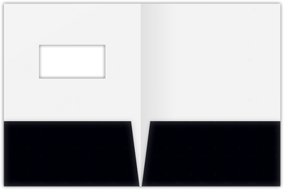 Black Semi-Gloss 14pt C1S 9 x 12 Two Pocket Folders with 4 Inch Pockets and 2 x 4 Window