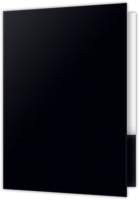 Black Semi-Gloss 14pt C1S 9 1/2 x 14 1/2 Two Pocket Legal Folders with 4 1/2 Inch Pockets