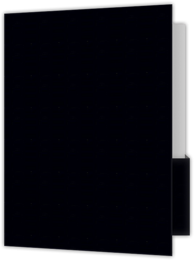 Black Semi-Gloss 14pt C1S 9 x 12 Two Pocket Folders with 4 1/4 Inch Deep Box Pockets and 1/4 Inch Expansion with Double Score Spine