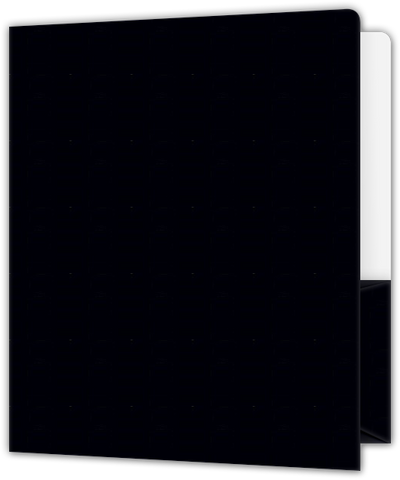 Black Semi-Gloss 14pt C1S 9 x 12 Two Pocket Round Corner Folders with 4 1/4 Inch Pocket