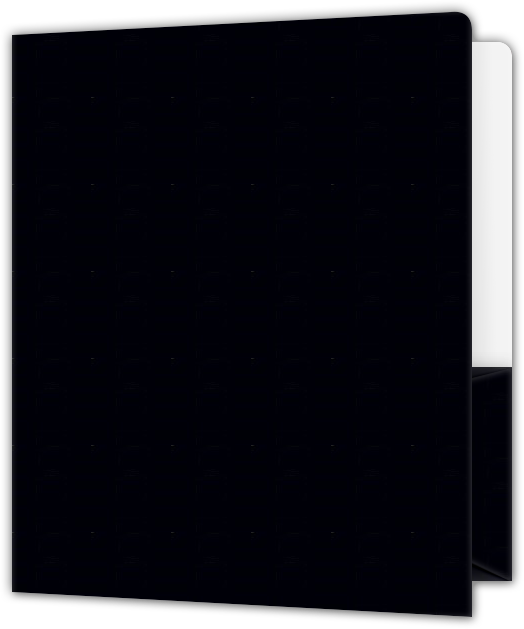 Black Semi-Gloss 14pt C1S 9 x 12 Two Pocket Round Corner Folders with 4 1/4 Inch Pocket