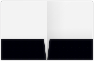Black Semi-Gloss 14pt C1S 9 x 12 Two Pocket Round Corner Folders with 4 1/4 Inch Pocket