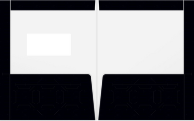 Black Semi-Gloss 14pt C1S 9 1/2 x 11 3/4 Two Pocket Folders with 4 1/2 Inch Pockets and 1 Inch Reinforced Top and Edges